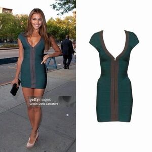 Plung Front Zipper Bandage Dress As Seen On Irina Shayk